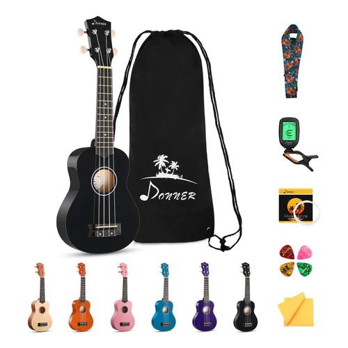 Donner DUS-10D Soprano Ukulele Seti (Siyah)