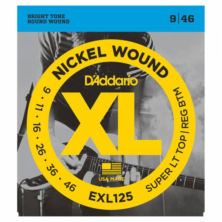 D'Addario EXL125 Super Light Top / Regular Bottom Elektro Gitar Teli (9-46)