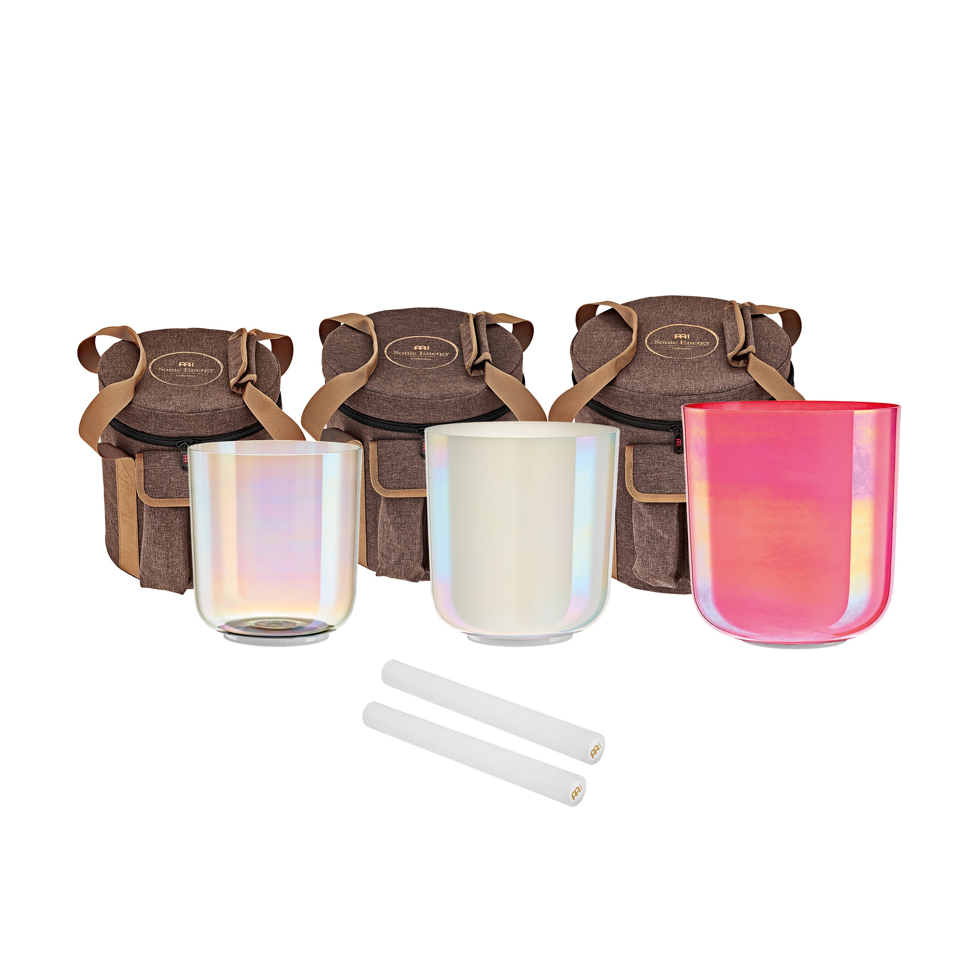 Meinl Sonic Energy 3-Parça Essence Crystal Singing Bowl Set (E4 / B3 / G3, 440 Hz)