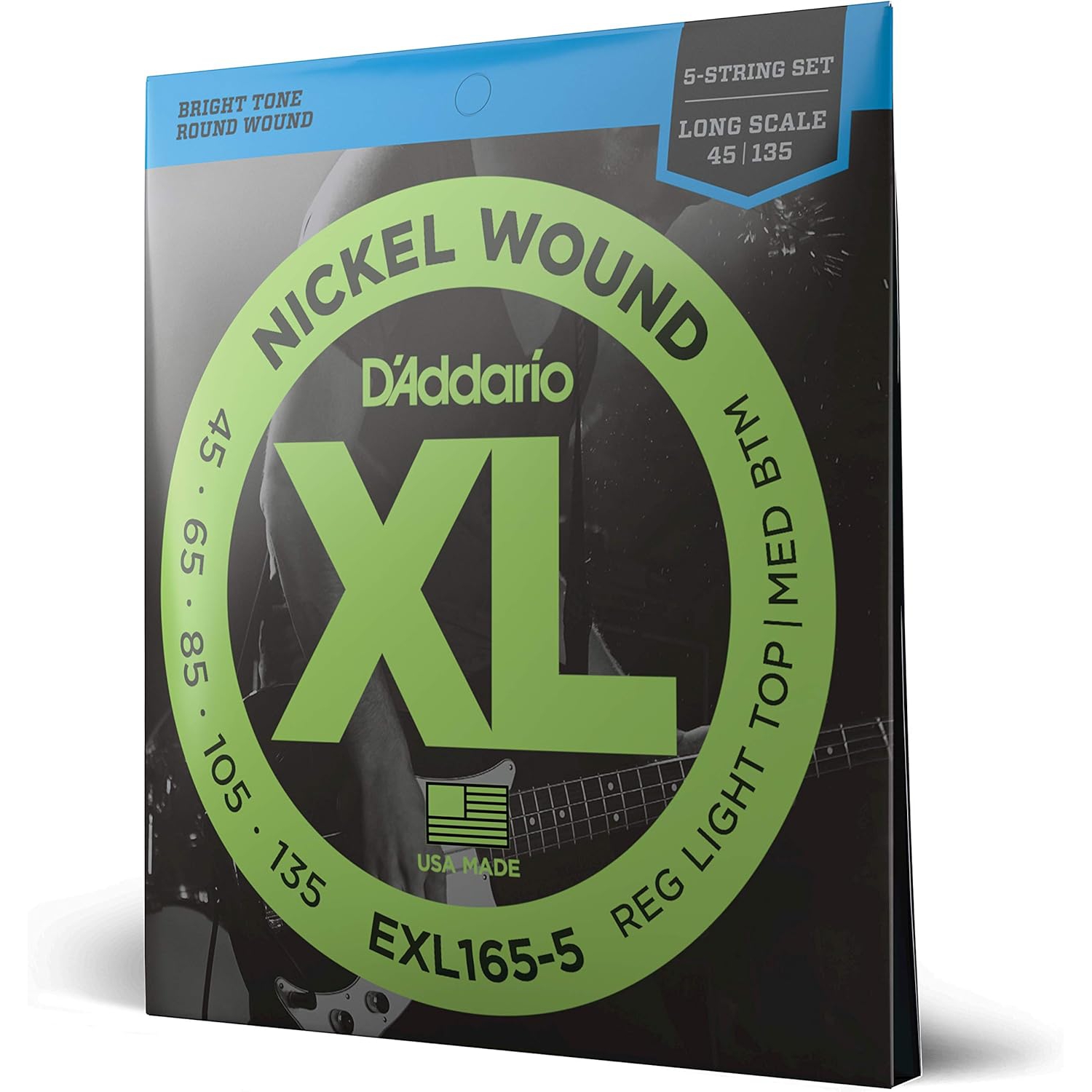 D'Addario EXL165-5 Nickel Wound Long Scale Telli Bas Gitar Teli (.045-135)