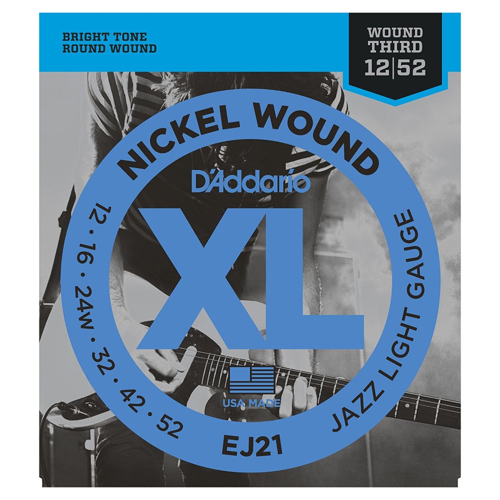 D'Addario EJ21 Nickel Wound Jazz Light Elektro Gitar Teli (12-52)