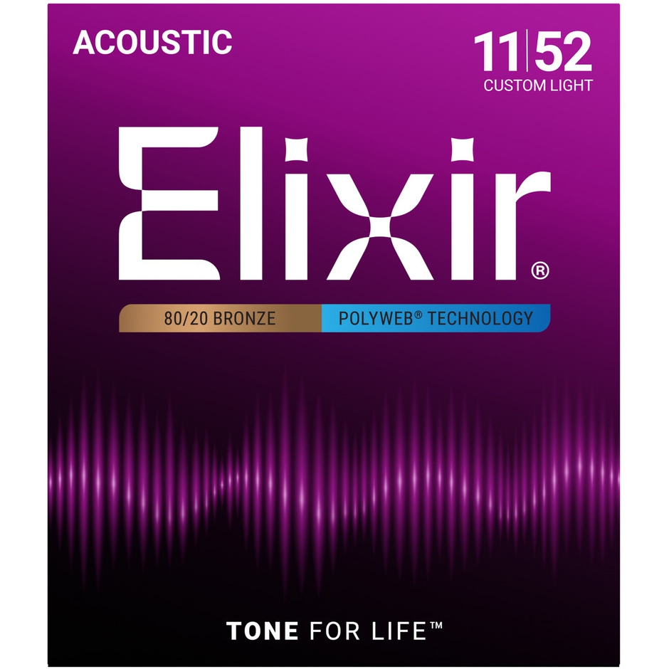 Elixir 11025 Polyweb Bronze Custom Light Akustik Gitar Teli (.011-.052)