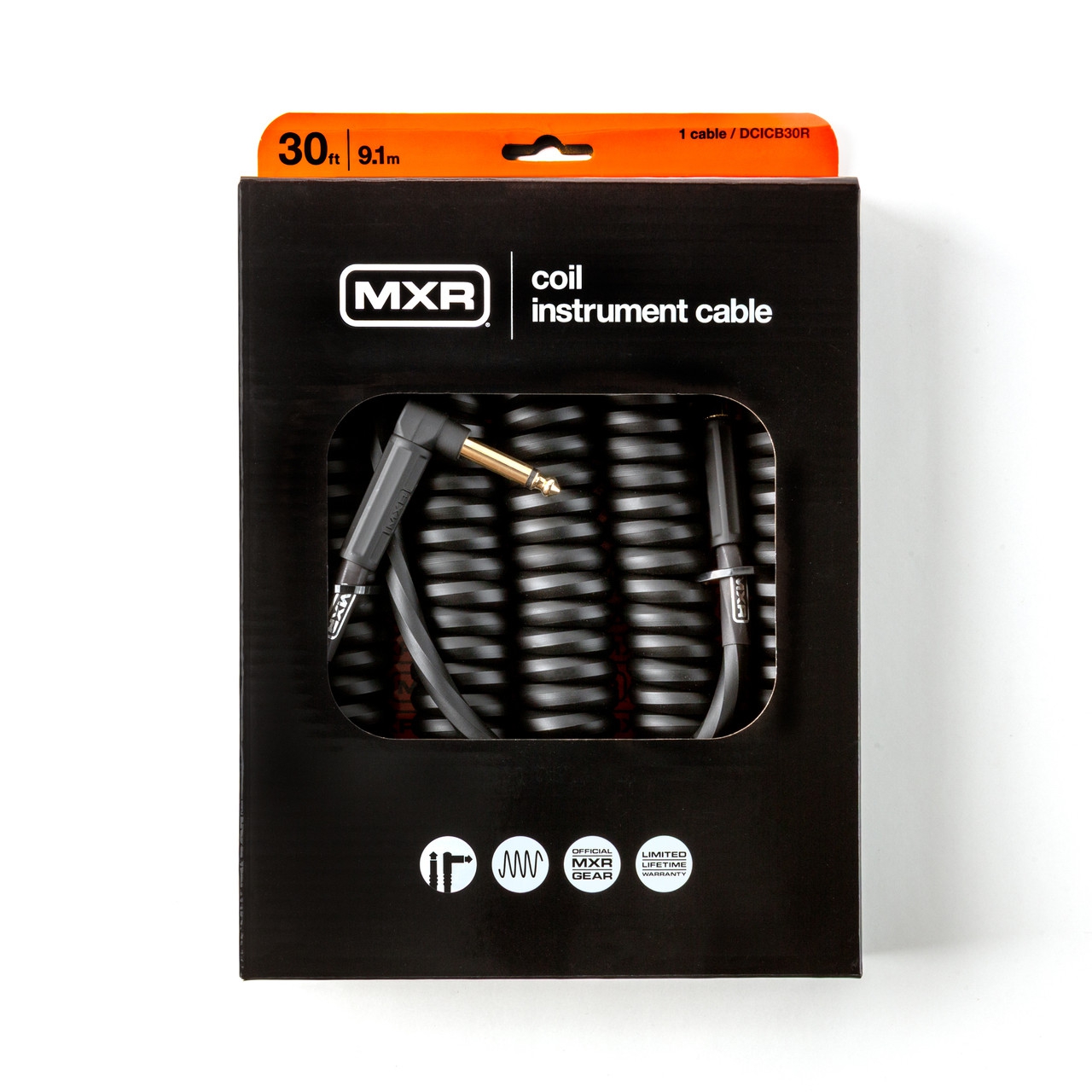 MXR DCICB30R Blk Ra Right/straight Coil Kablo (9 Metre)