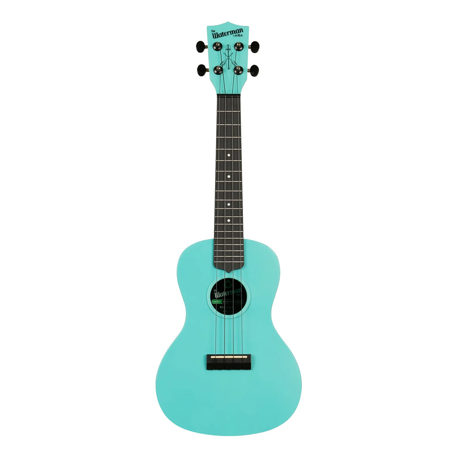 Kala Waterman Recycled Concert Ukulele (Aqua Mist - Glow In The Dark)