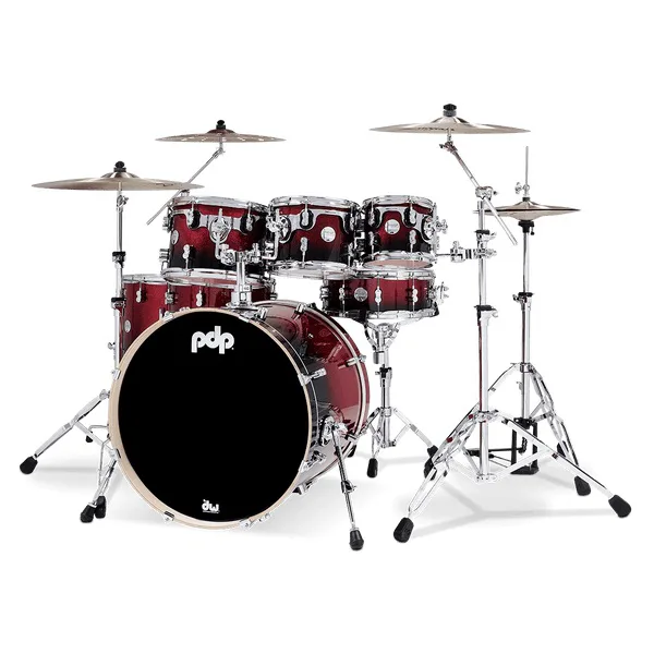 PDP Drums Concept Maple 7 Parça 22" Akustik Davul (Red To Black Sparkle Fade)