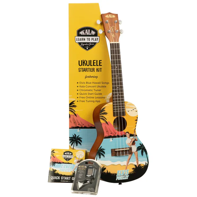 Kala Elvis Blue Hawaii Concert Ukulele Eğitim Seti