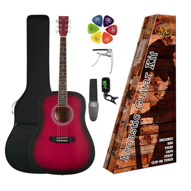 SX SD104KRDS Akustik Gitar Seti (Red Sunburst)