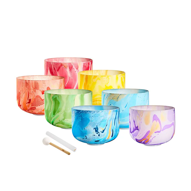 Meinl Sonic Energy 7-Parça Marble Crystal Singing Bowl Chakra Set (B4, A4, G4, F4, E4, D4, C4, 432 Hz)